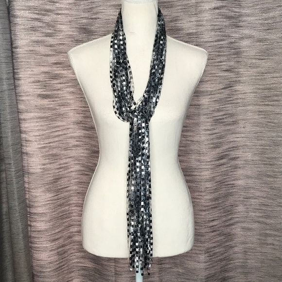 BLACK GRAY WHITE ACCESSORY SCARF - Picture 3 of 8